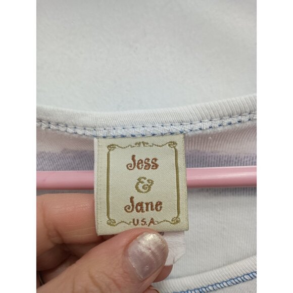 Jess And Jane Womens Top XL Blue White Striped Anchor Embellished Nautical - Picture 4 of 7